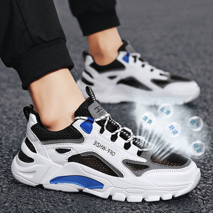 Sapatos de Homem 2024 Novos Sapatos de Rede de Rede Ocos de Verão Respiráveis Sapatilhas Desportivas Casuais Veráteis para Homens