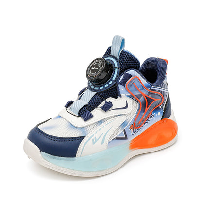 Sapatos infantis Warrior, ténis de basquetebol para rapazes dos 6 aos 12 anos, ténis de couro novos para o outono, sapatos de botão versáteis e modernos, confortáveis