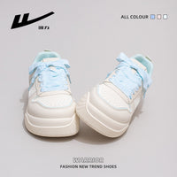 Sapatos plataforma versáteis e elegantes da Warrior, calçados femininos elegantes com blocos de cor, sapatos casuais confortáveis ao estilo coreano de alto valor estético