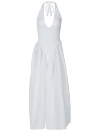 Vestido elegante e elegante para mulheres, vestido bestseller cross-fronteiriço da Amazon, de cor sólida, sexy com decote oco oco em V profundo