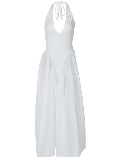 Vestido elegante e elegante para mulheres, vestido bestseller cross-fronteiriço da Amazon, de cor sólida, sexy com decote oco oco em V profundo