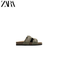 ZARA 2026 Primavera/Verão Novos Sapatos Masculinos Sandálias de Praia de Couro Camurça com Tiras 2721720 500