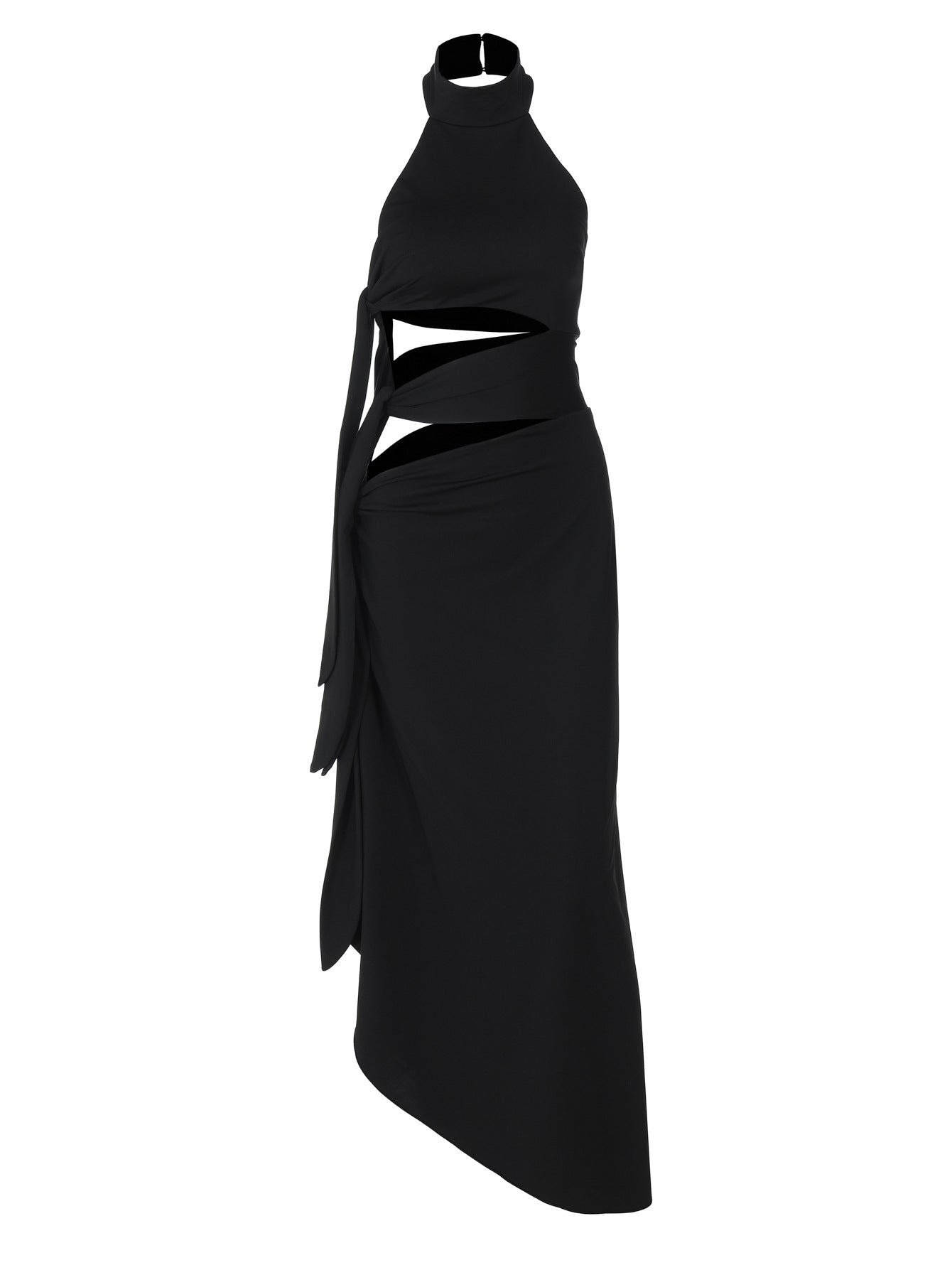 Vestido atravessado Amazon, ao estilo europeu e americano, novo, sexy, de retalhos sem costas sem costas, com abertura longa, vestido halter para mulheres