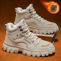 Botas Martin antiderrapantes com sola grossa e sola grossa, sapatos de algodão forrados a polar, botas de trabalho de neve para o inverno de 2025