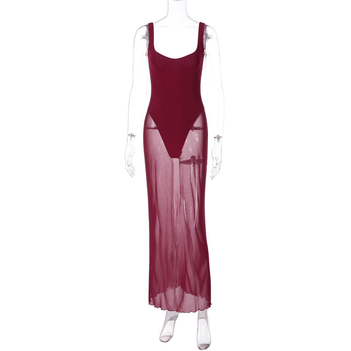 Novo vestido feminino europeu e americano da moda, slim-fit, de retalhos longos, com alças de retalho e retalhos