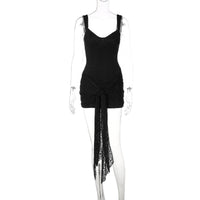 Vestido de Moda Transfronteiriço em renda Sexy com decote em V, cintura apertada na cintura, vestido com alças retalhadas e contornos de anca