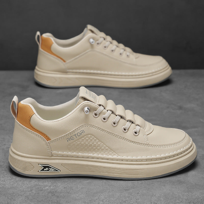Sapatos masculinos de verão 2025, sapatos brancos pequenos e respiráveis, sapatos desportivos masculinos versáteis e com sola grossa, sapatos casuais, sapatos modernos