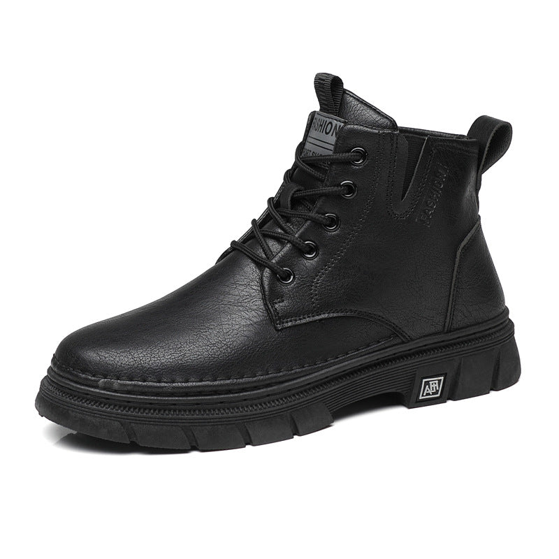 Botas Martin para Homem Outono 2025 Novas Botas Masculinas, Botas de trabalho pretas de cano alto versátil, Sapatos de Pele Casual