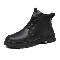 Botas Martin para Homem Outono 2025 Novas Botas Masculinas, Botas de trabalho pretas de cano alto versátil, Sapatos de Pele Casual