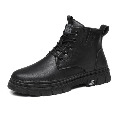 Botas Martin para Homem Outono 2025 Novas Botas Masculinas, Botas de trabalho pretas de cano alto versátil, Sapatos de Pele Casual