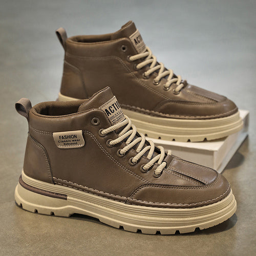 Martin Boots, Novos Sapatos Altos para Primavera, Sapatos Casuais Casuais de Trabalho em Pele Antiderrapantes Modernos e Versáteis, Botas até ao Tornozelo