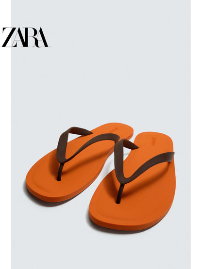 ZARA 2026 Verão Novo Sapatos Masculinos, Material Elástico, Sandálias Rasteiras Confortáveis com Detalhes, 2796720 070