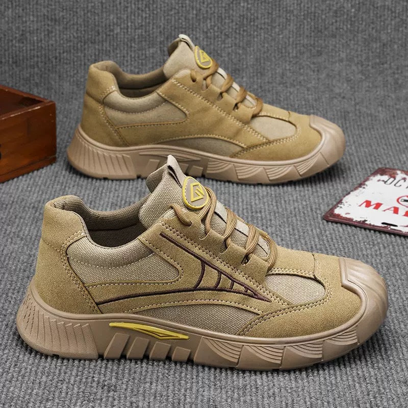Sapatos de proteção ao parto, sapatos de homem, novos sapatos respiráveis de mola respiráveis para trabalho de trabalho, sapatos desportivos antiderrapantes e resistentes ao desgaste, sapatos de trabalho casuais, sapatos de caminhada