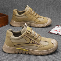 Sapatos de proteção ao parto, sapatos de homem, novos sapatos respiráveis de mola respiráveis para trabalho de trabalho, sapatos desportivos antiderrapantes e resistentes ao desgaste, sapatos de trabalho casuais, sapatos de caminhada