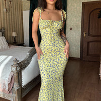 Europa & América 2026 Verão 2026 Novo Vestido Floral Pequeno de Alta Alta Com Alta Vestido Vestido Feminino Comércio Exterior Amazon Roupa Feminina Grossista