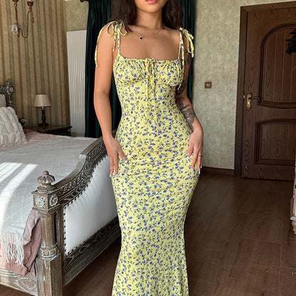 Europa & América 2026 Verão 2026 Novo Vestido Floral Pequeno de Alta Alta Com Alta Vestido Vestido Feminino Comércio Exterior Amazon Roupa Feminina Grossista