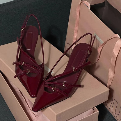 Comércio Exterior 2025 Primavera/Verão Nova Moda Sapatos Individuais Vintage de Bico Pontiagudo Sapatos Femininos da Amazon Salto Alto Transfronteiriço para Mulher
