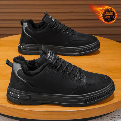 Sapatos de algodão masculinos, botas Martin de trabalho espessas forradas a polar quente no inverno, botas desportivas casuais de algodão resistentes ao frio do Nordeste para homens