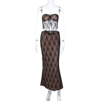 Novo conjunto de vestido de comprimento médio mais vendido de renda em renda e retalhos sexy, na Europa e nos Estados Unidos, dropshipping