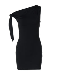 Vestido curto ajustado de alças ajustadas sem mangas de cor unida, de cor simples e americana, rapariga atraente, elegante para mulheres