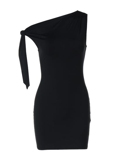 Vestido curto ajustado de alças ajustadas sem mangas de cor unida, de cor simples e americana, rapariga atraente, elegante para mulheres