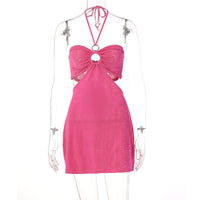 Estilo europeu e americano 2025, vestido de moda sexy com gola halter, vestido de moda oco, comércio exterior da Amazon, roupa feminina por grosso