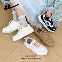 Sapatos brancos Warrior de cano baixo, confortáveis, versáteis versáteis de sola grossa, ténis modernos e estéticos, sapatos femininos simples com um design elegante