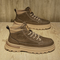 Botas Martin de Homem 2025 Novas Botas de Couro Retro Retro Retro de Outono De Outono Calçado de Trabalho Preto de Cano Alto Sapatos Masculinos
