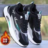 Sapatilhas de algodão de inverno para homens, novas sapatilhas desportivas forradas a lã espessa, sapatilhas casuais modernas, versáteis e com sola grossa e antiderrapantes, sapatilhas de corrida masculinas