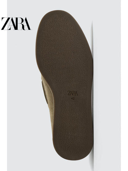 ZARA 2026 Primavera/Verão Sapatos Masculinos Novos com Detalhes em Camurça, Estilo Náutico Casual em Couro 2442720 131
