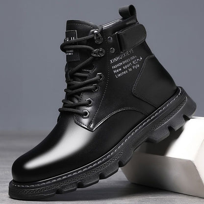 Botas Martin para Homens, Novos Sapatos de Outono 2024, Botas Modernas Forradas a Fleece ao estilo Coreano, Sapatos Casuais Casuais Versáteis de Capa Alta em Pele
