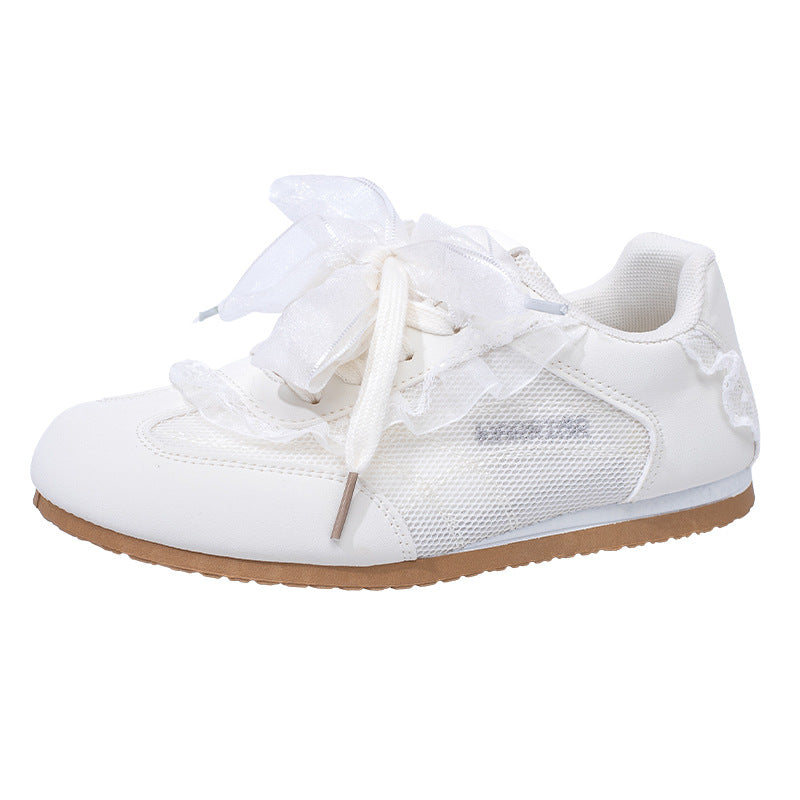 Os novos sapatos de treino morais de moda versáteis com sensação de design da Warrior, sapatos coreanos de primavera de alto valor, sapatos simples de mulher simples com blocos de cor