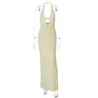 Vestido de corte slim top top de verão europeu e americano para mulheres com corrente de ferro oco e design de corte slim