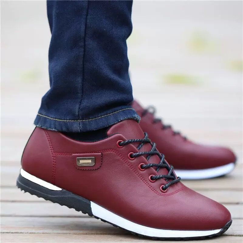 Spring Leather Shoes Versão Coreana Masculina Sapatos Casuais Masculinos Ténis Impermeáveis Sapatos de Tabuleiro Respiráveis Sapatos Masculinos Sapatos De Couro Masculino
