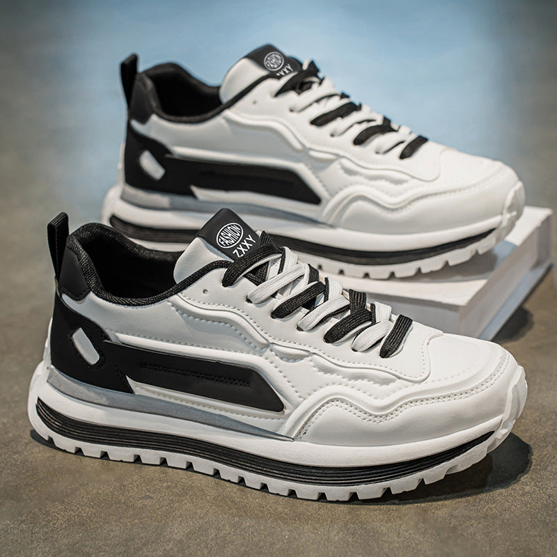 Novos sapatos desportivos casuais respiráveis para primavera 2025 para homem, ténis brancos de sola macia antiderrapantes, sapatos de pai na moda