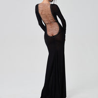 Vestido feminino novo e sexy de verão de malha sem costas, de manga comprida extra-longa, ao estilo europeu e americano, para mulheres