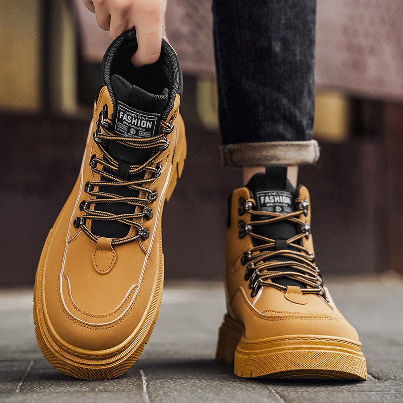 Botas Martin para Homens, Novo Vestuário de Trabalho Outono/Inverno 2025, Sapatos Desportivos Casuais Altos de Homem Casual, Sapatos Masculinos de Pele Macia ao Estilo Britânico