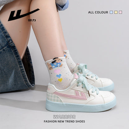 Os novos ténis modernos e versáteis com blocos de cor da Warrior 2026, sapatos casuais confortáveis e de alta estética, sapatos femininos de moda na moda