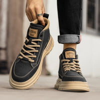 Botas Martin de Homem 2025 Novas Botas de Couro Retro Retro Retro de Outono De Outono Calçado de Trabalho Preto de Cano Alto Sapatos Masculinos