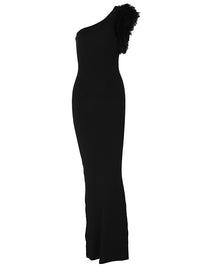 O novo vestido da Amazon é elegante e nobre, vestido de noite comprido ajustado e ajustado em penas com ombros descobertos, de cor sólida e magro, para mulheres