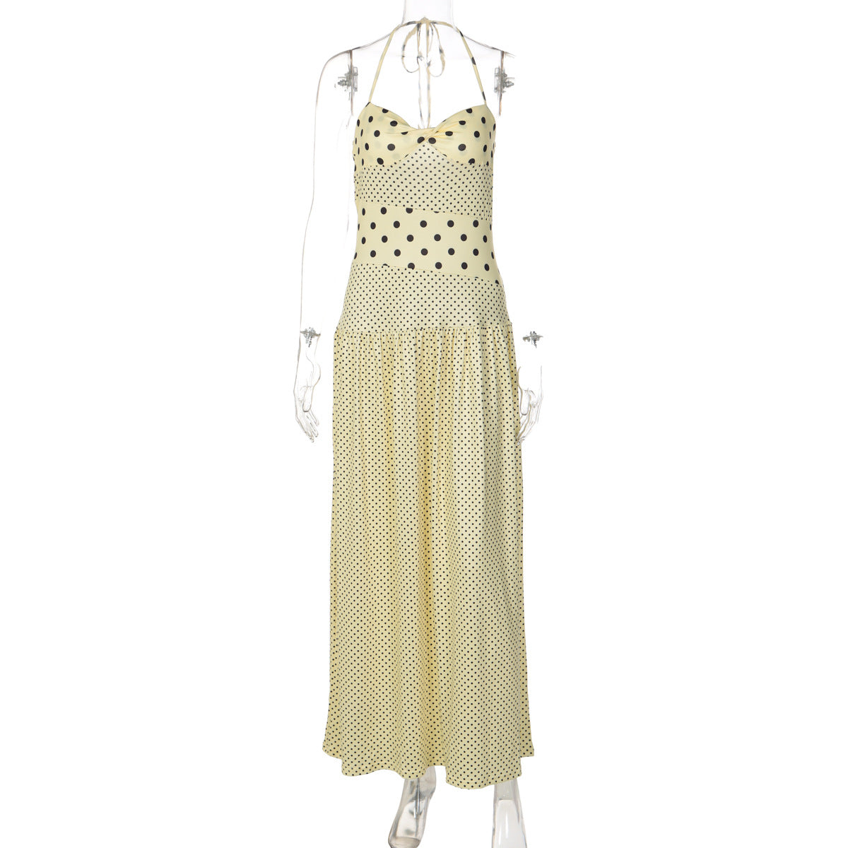 Verão 2026 Amazon Novo Vestido Feminino Sexy de Bolinhas Vintage Plissado Elegante Com Peças em Grosso
