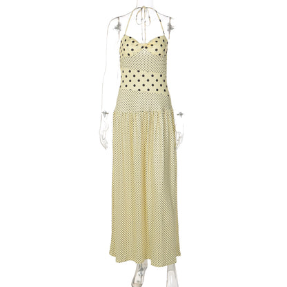 Verão 2026 Amazon Novo Vestido Feminino Sexy de Bolinhas Vintage Plissado Elegante Com Peças em Grosso