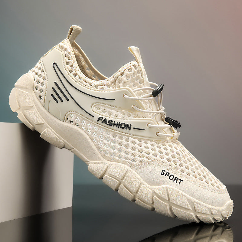 Sapatos de rede masculina, sapatos finos de rede respirável de verão para caminhadas de rede simples, sapatos casuais de verão para desporto de verão e na moda