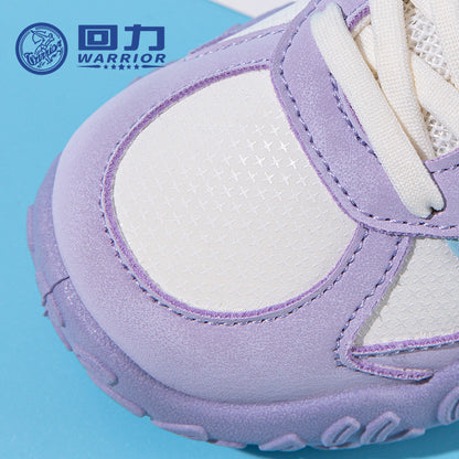 Ténis roxos em forma de coração para raparigas, sapatos casuais novos em pele de outono, sapatos infantis guerreiros, sapatos leves para pneu com sola