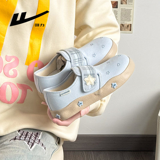 Sapatos femininos confortáveis, estilo Warrior color-block, Birkenstock de moda versátil, estilo academia, sapatos coreanos únicos enérgicos