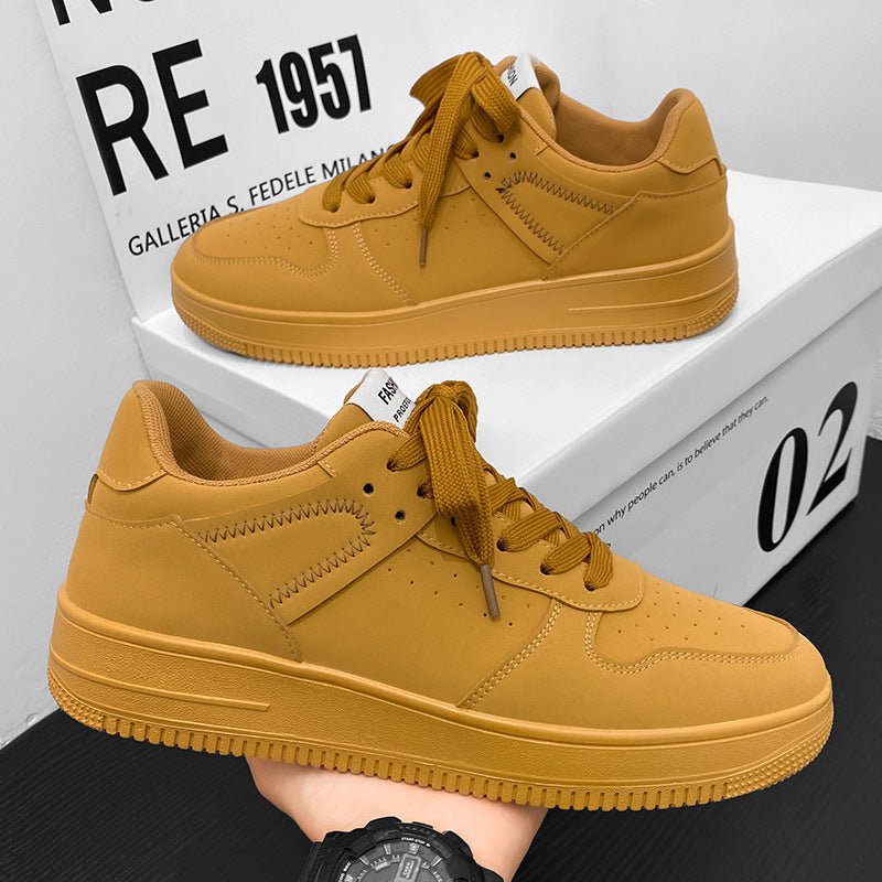Novos sapatos casuais casuais de cor trigo para o verão, respiráveis, quentes, robustos, de sola grossa, versáteis, ténis desportivos em tendência para aumentar a altura