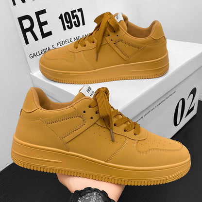 Novos sapatos casuais casuais de cor trigo para o verão, respiráveis, quentes, robustos, de sola grossa, versáteis, ténis desportivos em tendência para aumentar a altura