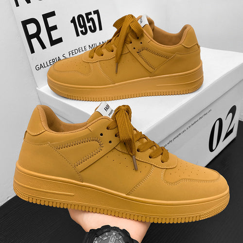 Novos sapatos casuais casuais de cor trigo para o verão, respiráveis, quentes, robustos, de sola grossa, versáteis, ténis desportivos em tendência para aumentar a altura