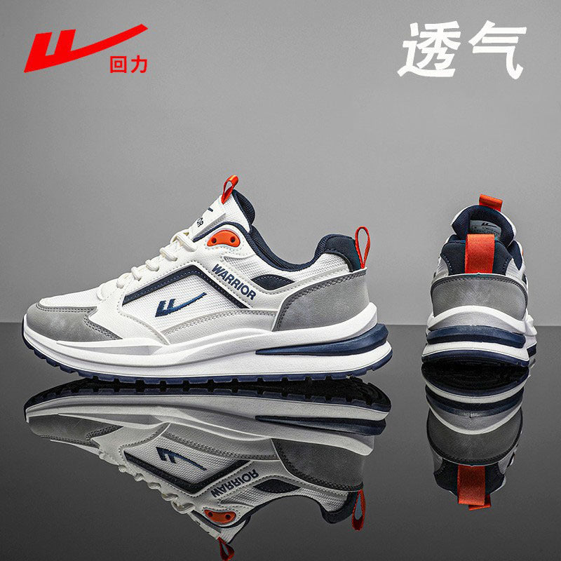 Sapatos masculinos Warrior, ténis estilo primavera/outono, novos sapatos de pai com sola grossa e blocos de cor em 2026, sapatos casuais de rede de homem respiráveis