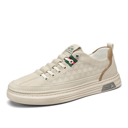 Sapatos masculinos de primavera, 2024 novos sapatos casuais casuais de pele para homem, sapatos desportivos respiráveis, sapatos de trabalho, sapatos brancos da moda